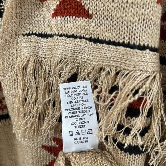 MAURICES Cardigan Sweater Size Large Western Fringe Longline Geo Duster NWT - Picture 16 of 16